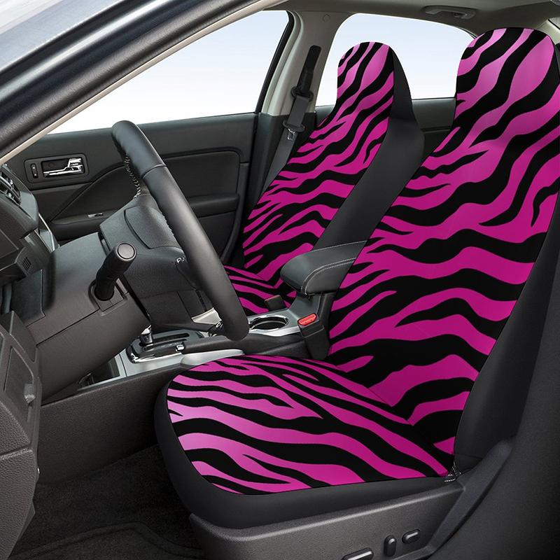 New Car Front Seat Covers Butterfly Printed Car Single Seat Cover Pink Leopard Print Car Cushion Women Auto Interior