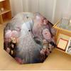 Romantic White Peacock and Blush Pink Flowers Printed Umbrella Windproof Folding Umbrella Portable Sun and Rain Umbrella Suitable for Gifting