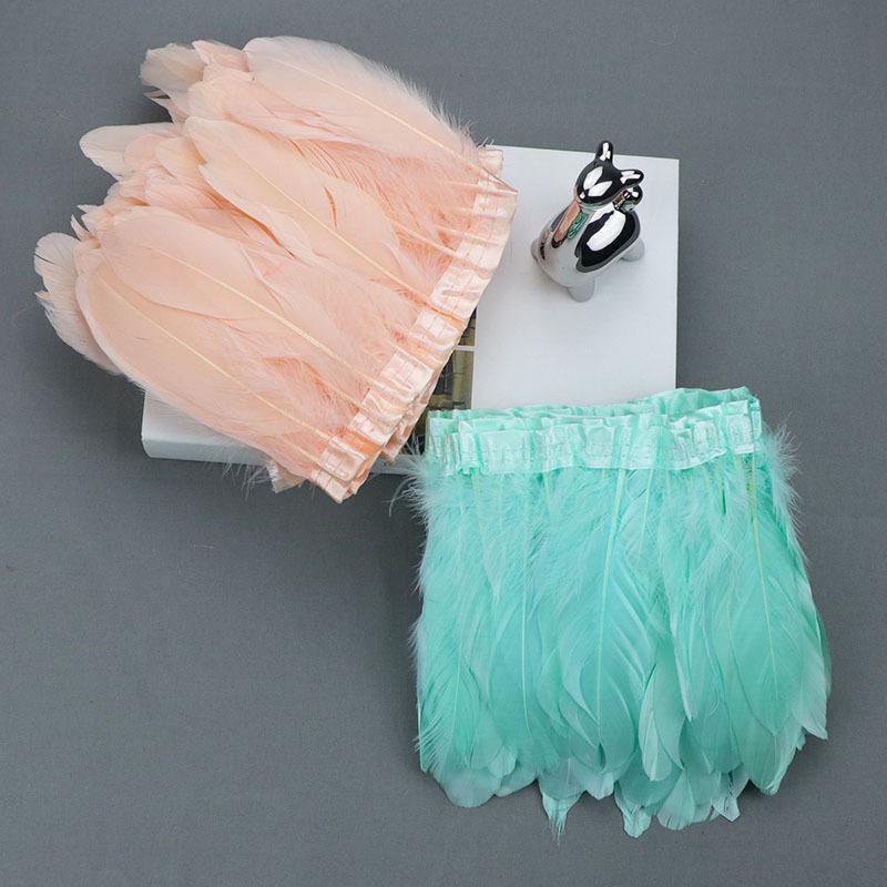 Flowing Fabric Strips & Colored Goose Feather Ribbon for Wedding Dress DIY and Crafting Accessories