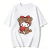 2026 Summer Hello Kitty Cartoon Printed Short Sleeve Pure Cotton Tshirt Womens Family Matching Outfits Classic Fashion Tee Top