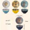 Bohemian Ceramic Bowl Set of 5 Colorful Floral Rice Noodle Soup Bowls for Kitchen Dining