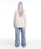 Cream Soda Lab Suede 4-Stripe Track Contrast Zip-Up Ivory