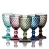 European Embossed Wine Glass Thickened Colorful Glass High Foot Juice Cup Retro Red Wine Glass