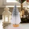 4Pcs Mini Artificial Christmas Tree Decor with Wooden Base Realistic Festive Tabletop Desktop Bookshelf Window Sill Cabinet