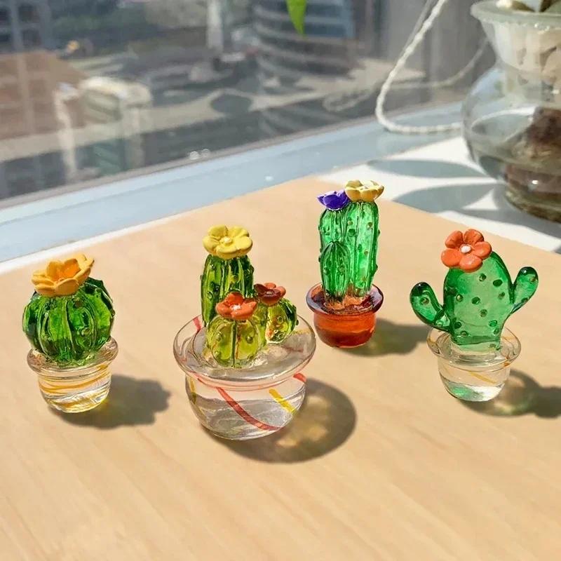 Mini Kaktus Figuren Ornamente Harz Kaktus Bonsai Dekor Skulpturen und Figuren Desktop Ornament Auto Heimdekoration