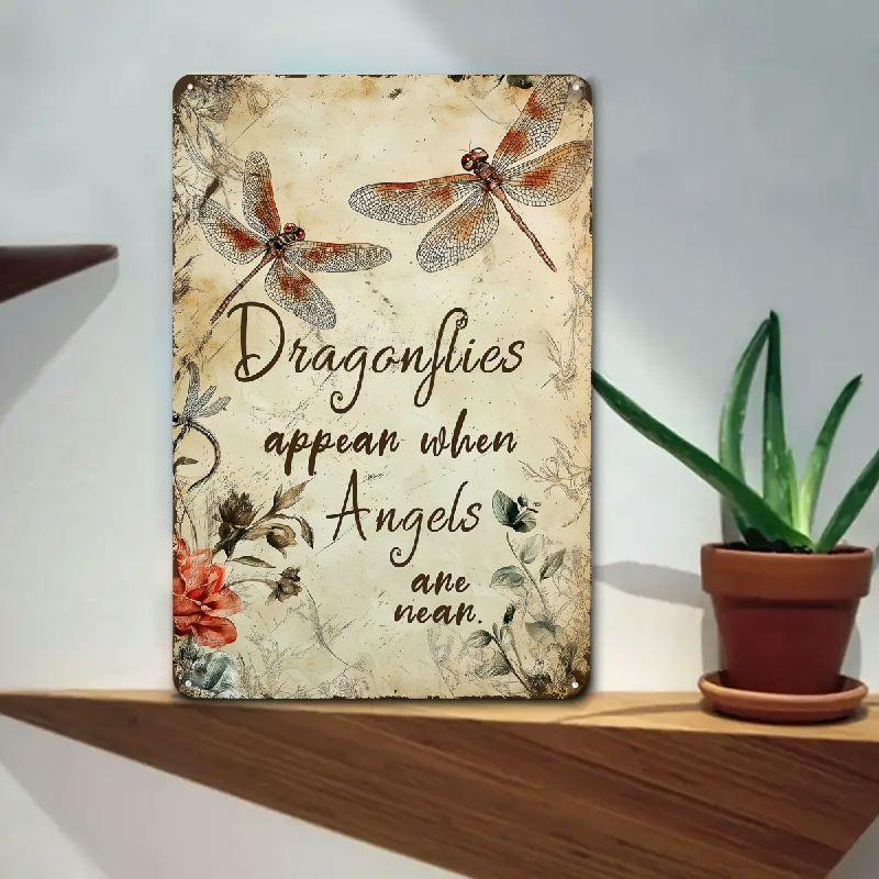 Dragonfly Garden Decor Dragonflies Appear Dragonfly Outdoor Wall Art Classic Vintage Metal Sign for Fence and Patio Decoration