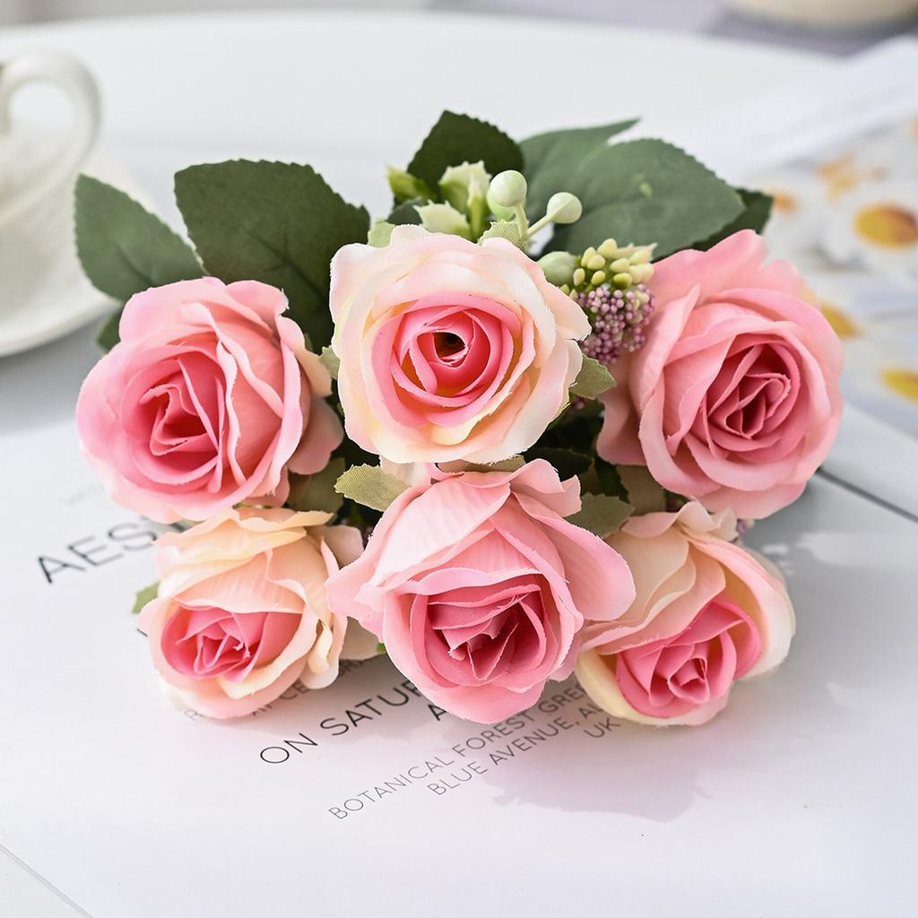1/4PCS Silk Artificial Flowers Rose Bouquet Christmas Garden Home Wedding Bridal Bouquets Decoration Diy Gift Flower Arrangement