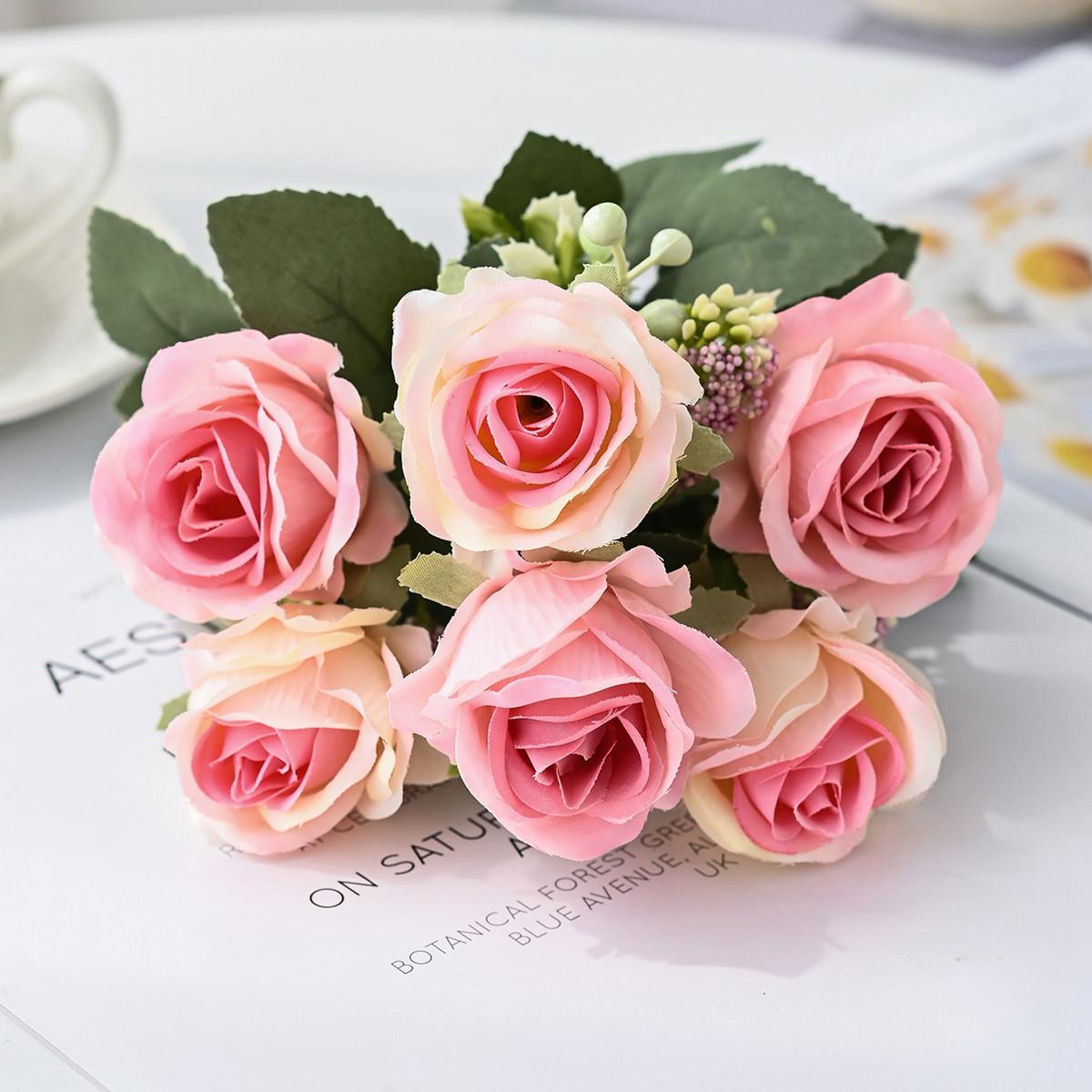 

1PC Artificial Flowers Silk Rose Bouquet Festival Garden Home Room Wedding Bridal Bouquet Decoration Diy Gift Flower Arrangement 1pc розовый