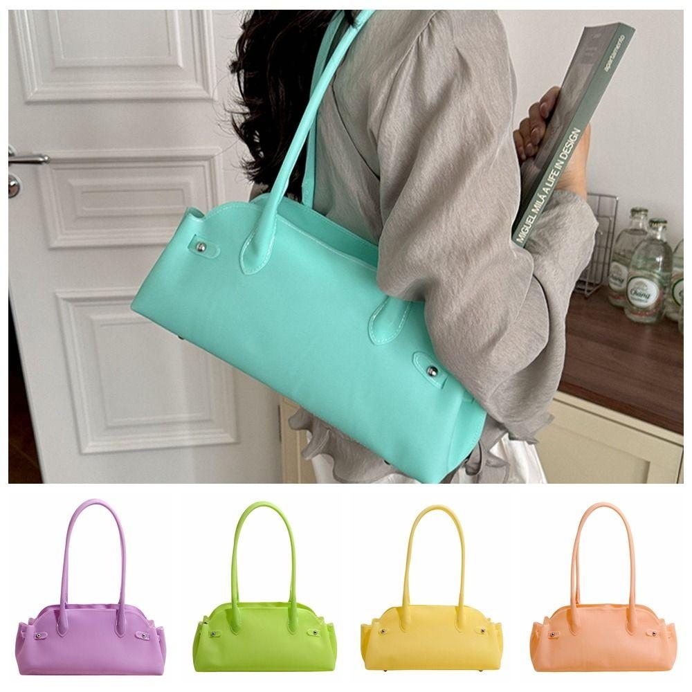Dopamine Transparent Jelly Bag Solid Color Bowling Bag Travel Armpit Bags Summer