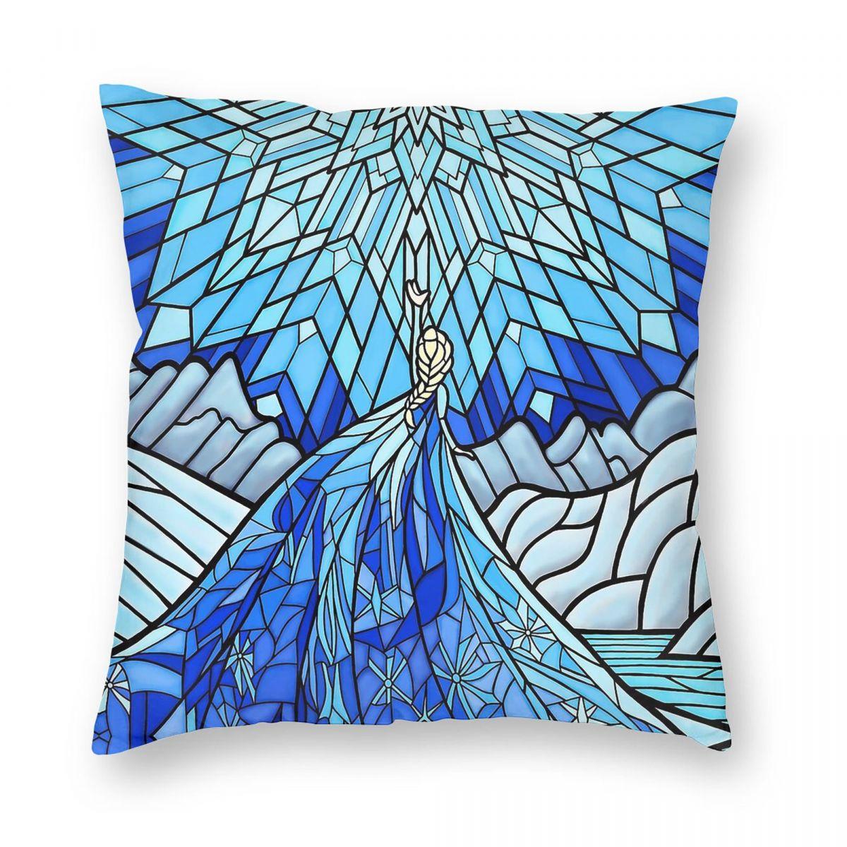 Frozen Fractals Stained Glass Window Square Pillowcase Polyester Linen Velvet Printed Zip Pillow Case Home Cushion Cover x 30x30cm