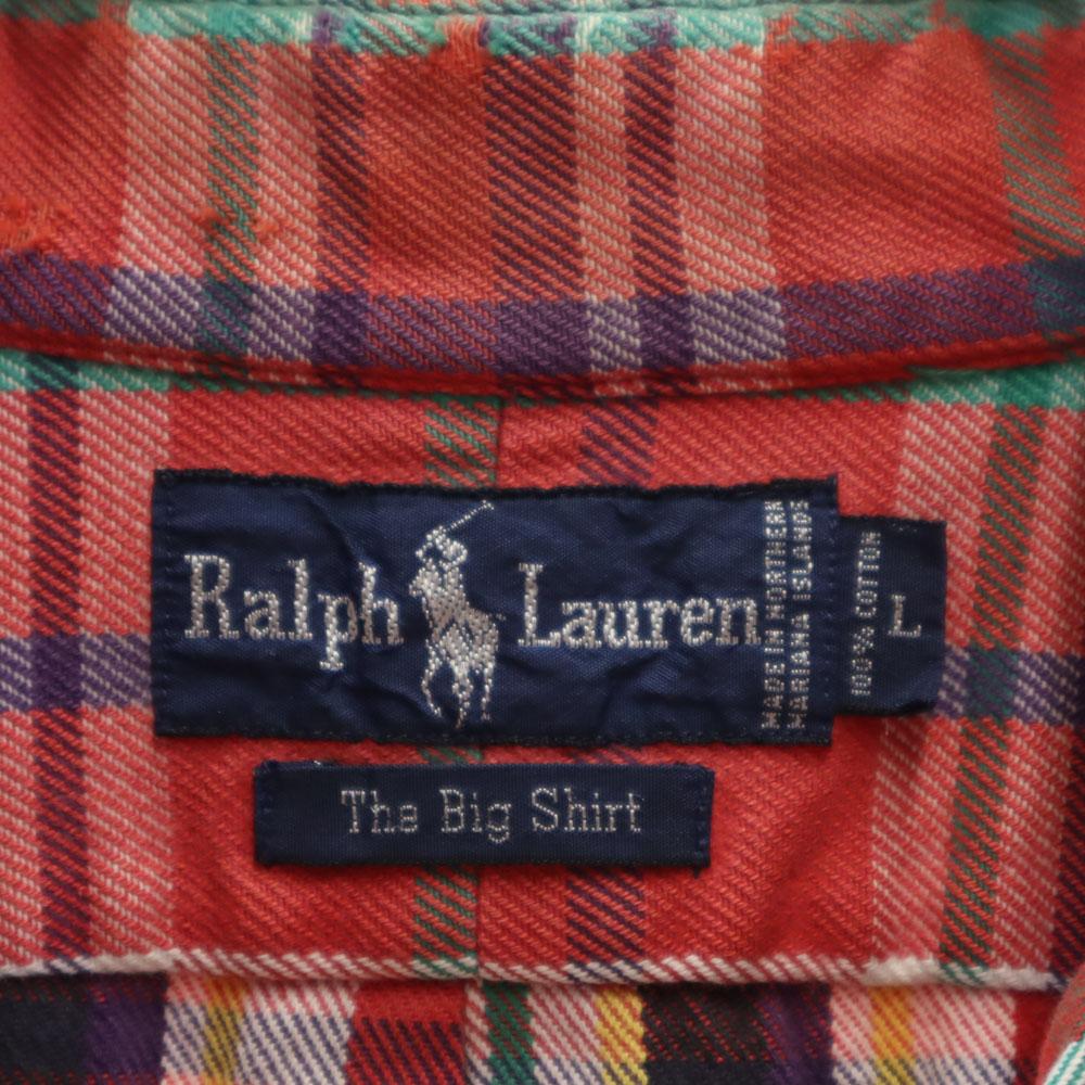 Ralph Lauren 80s 90s OLD THE BIG SHIRT Check Pattern Long Sleeve Flannel Shirt Men's Used