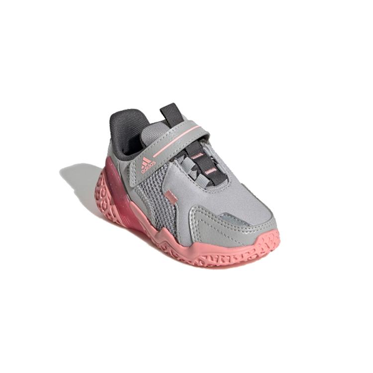 adidas 4Uture Rnr El I Slip Resistant Cushioning Abrasion Resistant Low Top Toddler Shoes Gray Pink Infant And Toddler FV2787
