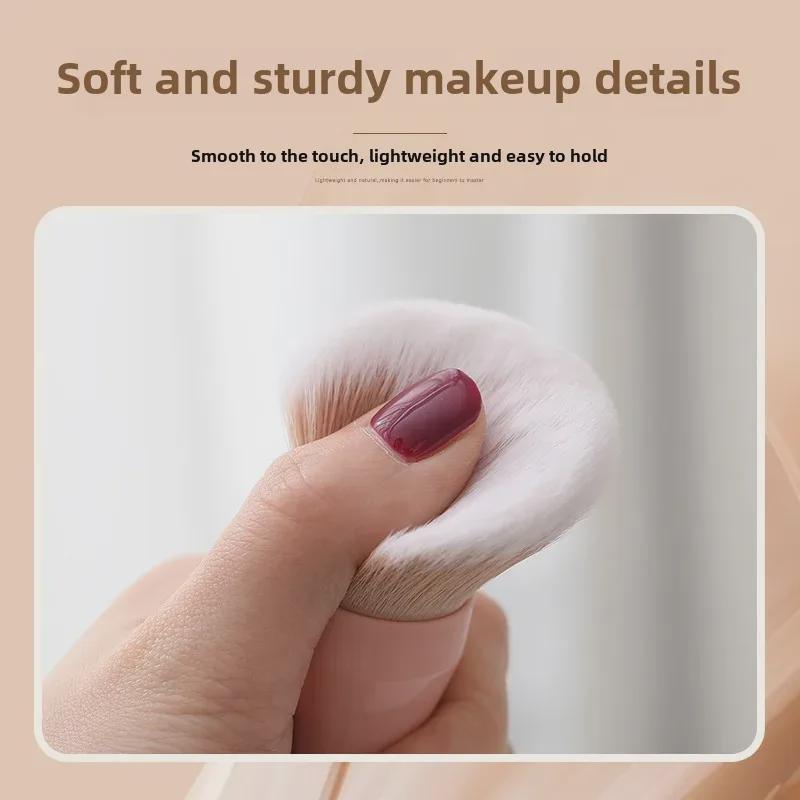 3-Piece Makeup Brush Set: Soft Loose Powder, Blush, and Contour Brushes - Portable Beauty Tools