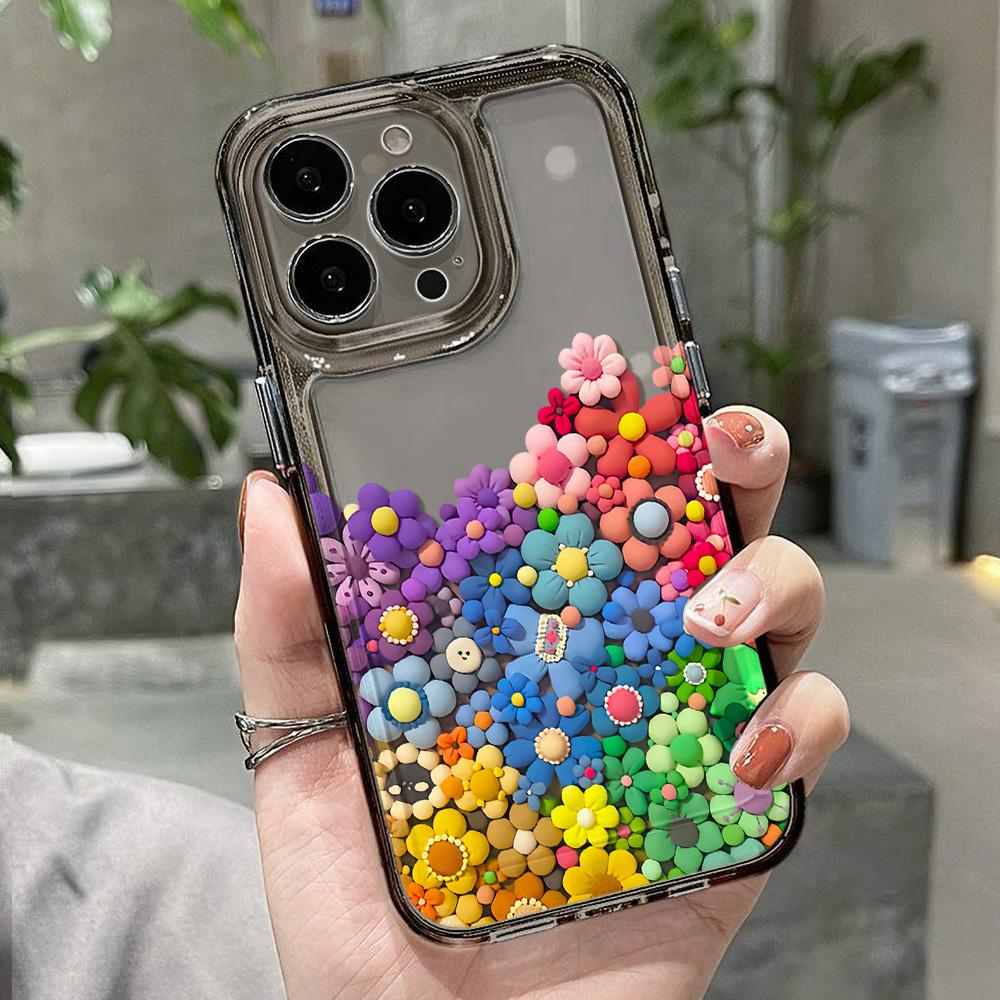 Weiche TPU-Blumen-Telefonhülle für iPhone 11 Hüllen iPhone 13 12 14 15 Pro Max X XR Xs 7 8 Plus SE 15promax Stoßfeste Funda-Abdeckungen