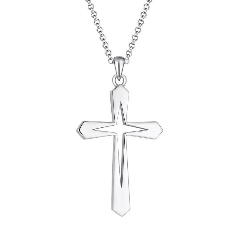 Minimalist Titanium Steel Cross Necklace for Men, Simple Non-Fading Pendant
