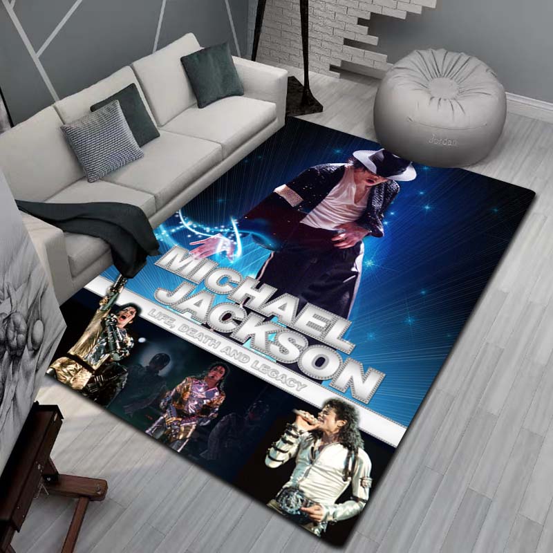 Tappeto Artistico 3D Moda MJ Michael Jackson King of Pop per Camera da Letto Soggiorno Divano Casa Zerbino Decorazione, Tappetino Pavimento Grande Antiscivolo per Bambini