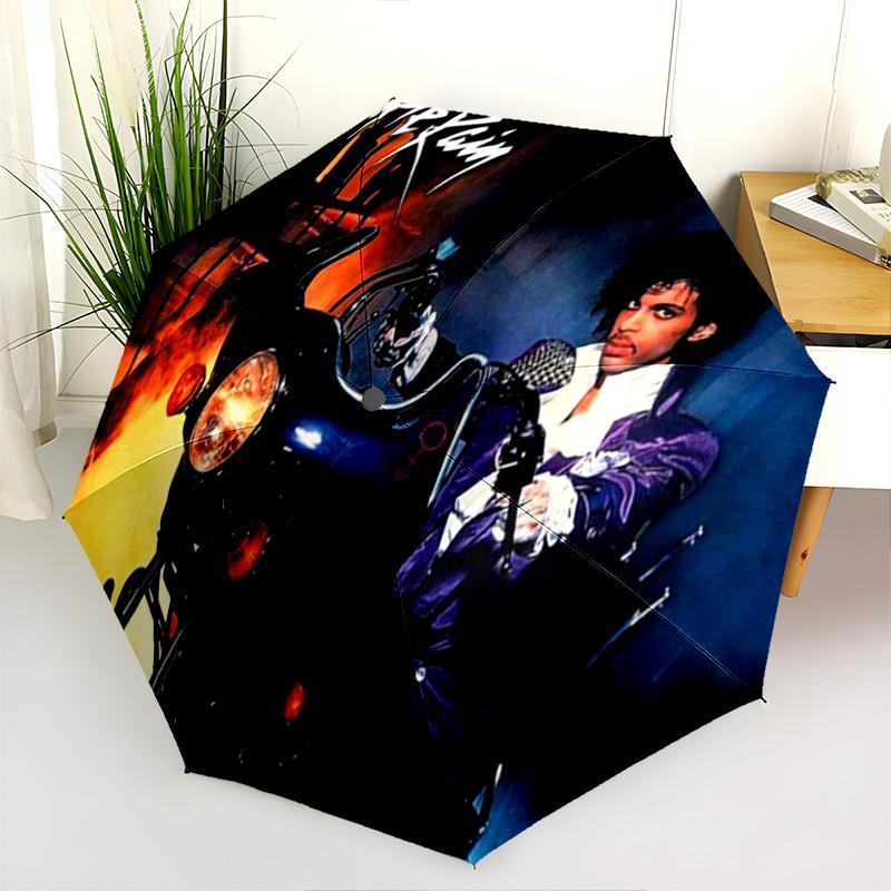 Purple Rain Folding Umbrella Suitable For All Seasons 8 Paraphenoid Bones Printing Umbrella Outdoor