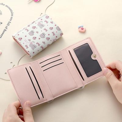Cartoon Kitty Money Bag Coin Purse Kawaii PU Leather Short Wallet Card Holder Bowknot Wallet For Women Men Gift