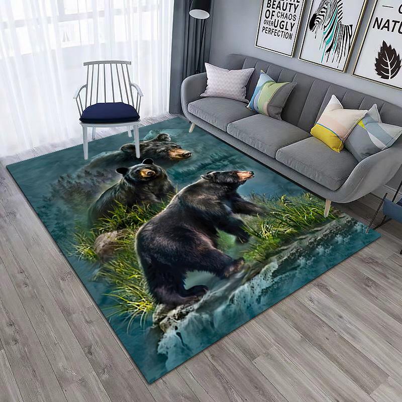 Wild Bears Mountainous Terrain Carpet Is Suitable For Living Room And Bedroom Doormats Office Balcony Decorative Carpet A6