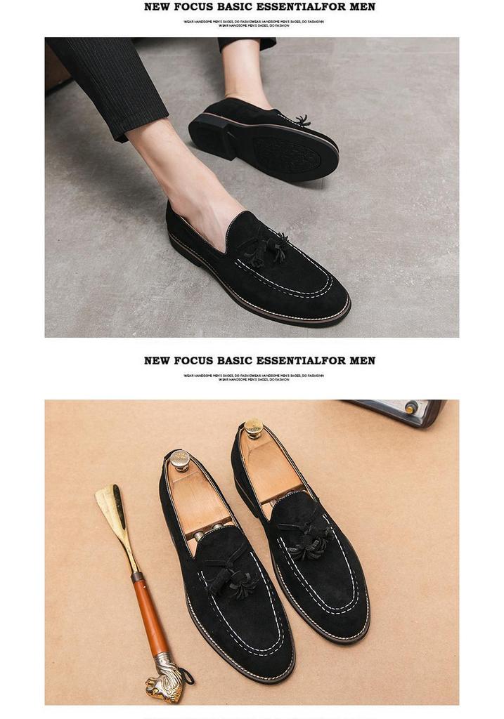 Men's Korean-Style Tassel Suede Loafers - Trendy British Slip-on Moccasins