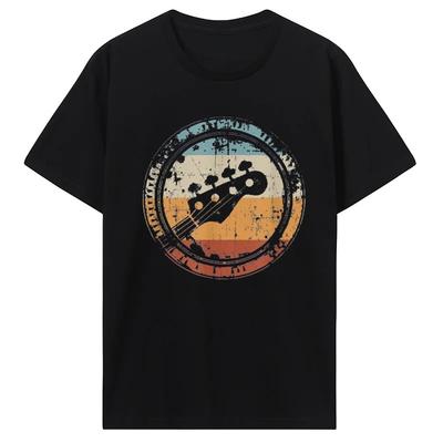Vintage Bass Grafik Streetwear Baumwolle Geburtstagsgeschenke Sommer T-Shirt Bassgitarrenkopf für Bassisten und Bassspieler Oneck T-Shirt