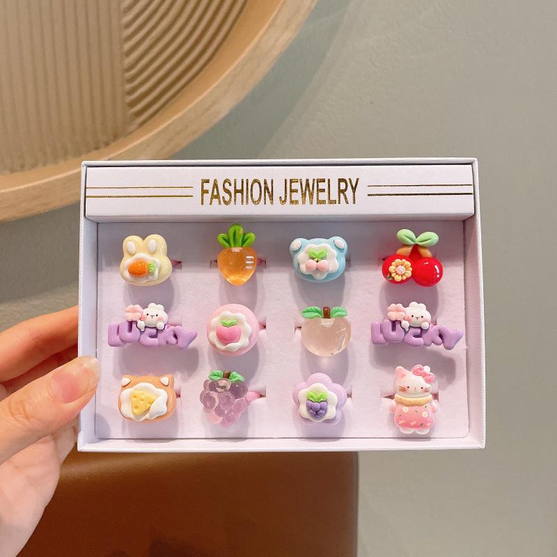 Kids' Cartoon Cute Adjustable Fruit Ring - Girls' Jewelry