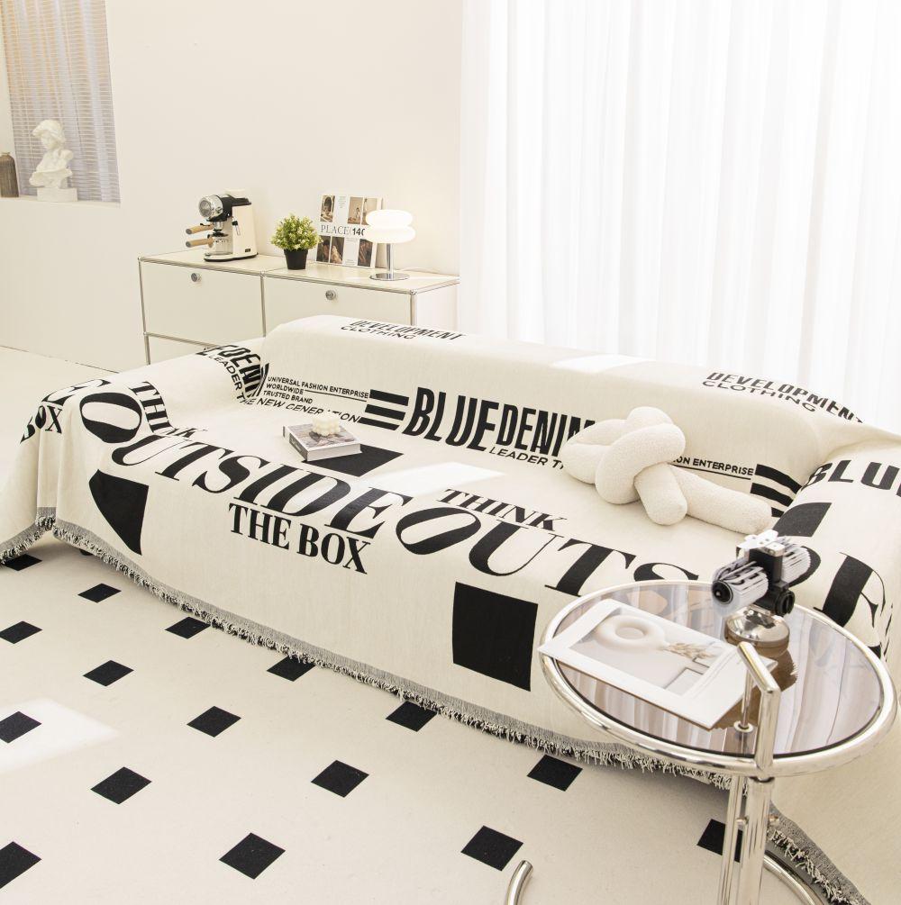 Black White Sofa Cushion Cover Sofa Cover Chenille Universal Sofa Towel Couch Cover Pet Mat Living Room Sofa Dust Proof