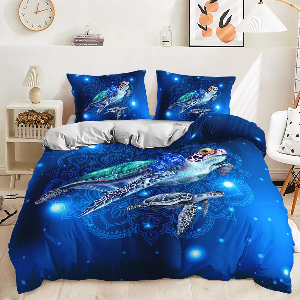 Three-Piece Marine Life Sea Turtle Quilt Cover Bedding Digital Printing Kit