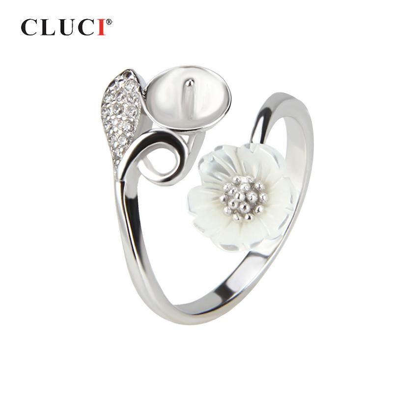

CLUCI Real Silver 925 Pure Flower Ring for Women Wedding Engagement Sterling Silver Adjustable Zircon Ring Jewelry Gift SR2048SB серебряный