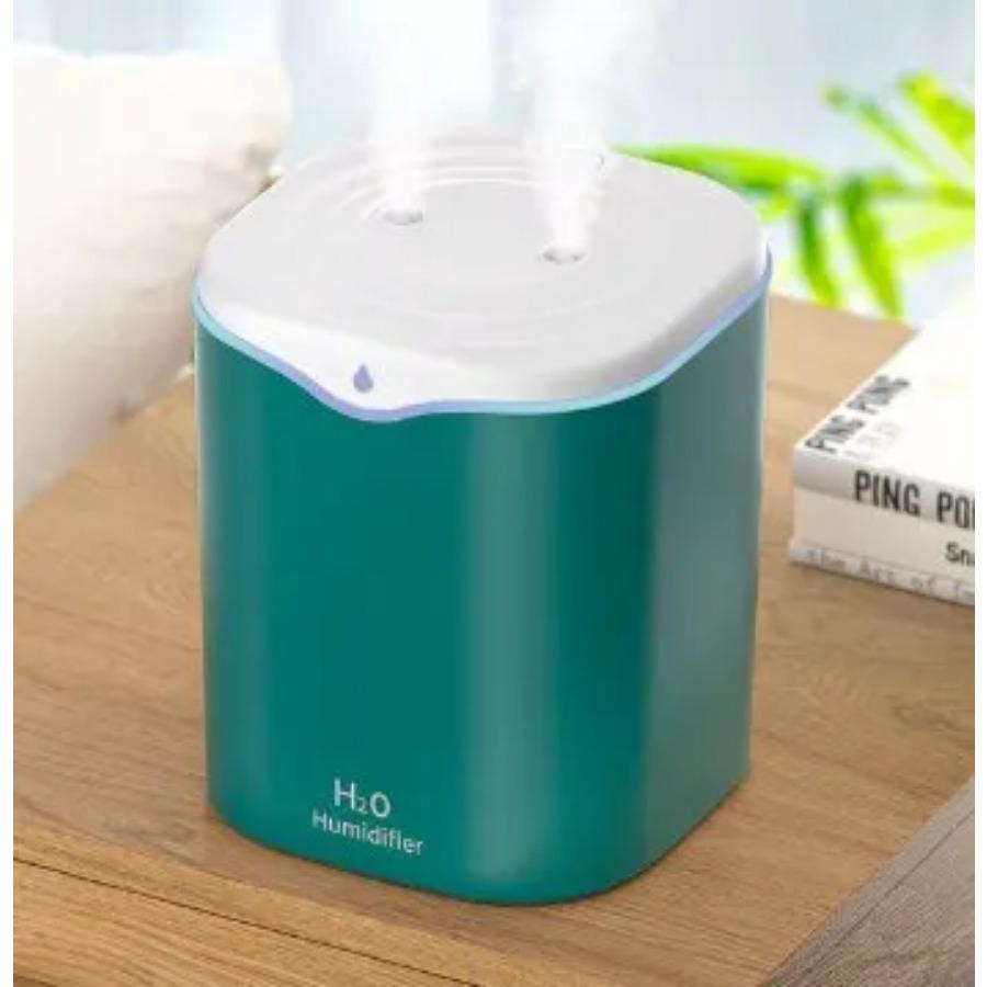 

Новий USB-зволожувач із подвійним розпиленням, домашній USB-настільний невеликий зволожувач ємністю 2 л, портативний зволожувач чистого повітря зелений