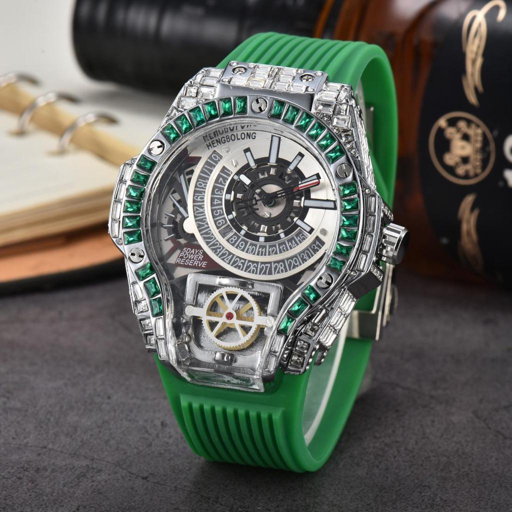 Men's Quartz Watch with Three-Needle Design, Sports Style, Irregular Full Diamond Shape, Similar to Jason Statham's Watch in Warcraft.