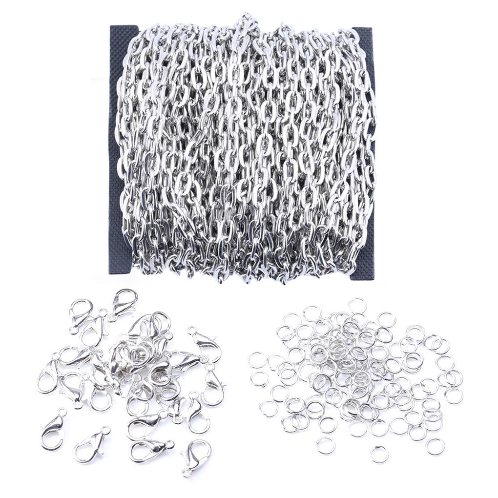 

Link Cable Chain with Lobster Clasps Rings for Men Women Jewelry Chain DIY Making - Black