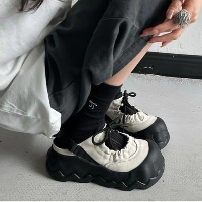 Women Fashion Casual Sneakers 35-40 Yards New Summer Round Head Thick Bottom Hollow Breathable Bread Shoes Baotou Half Slippers