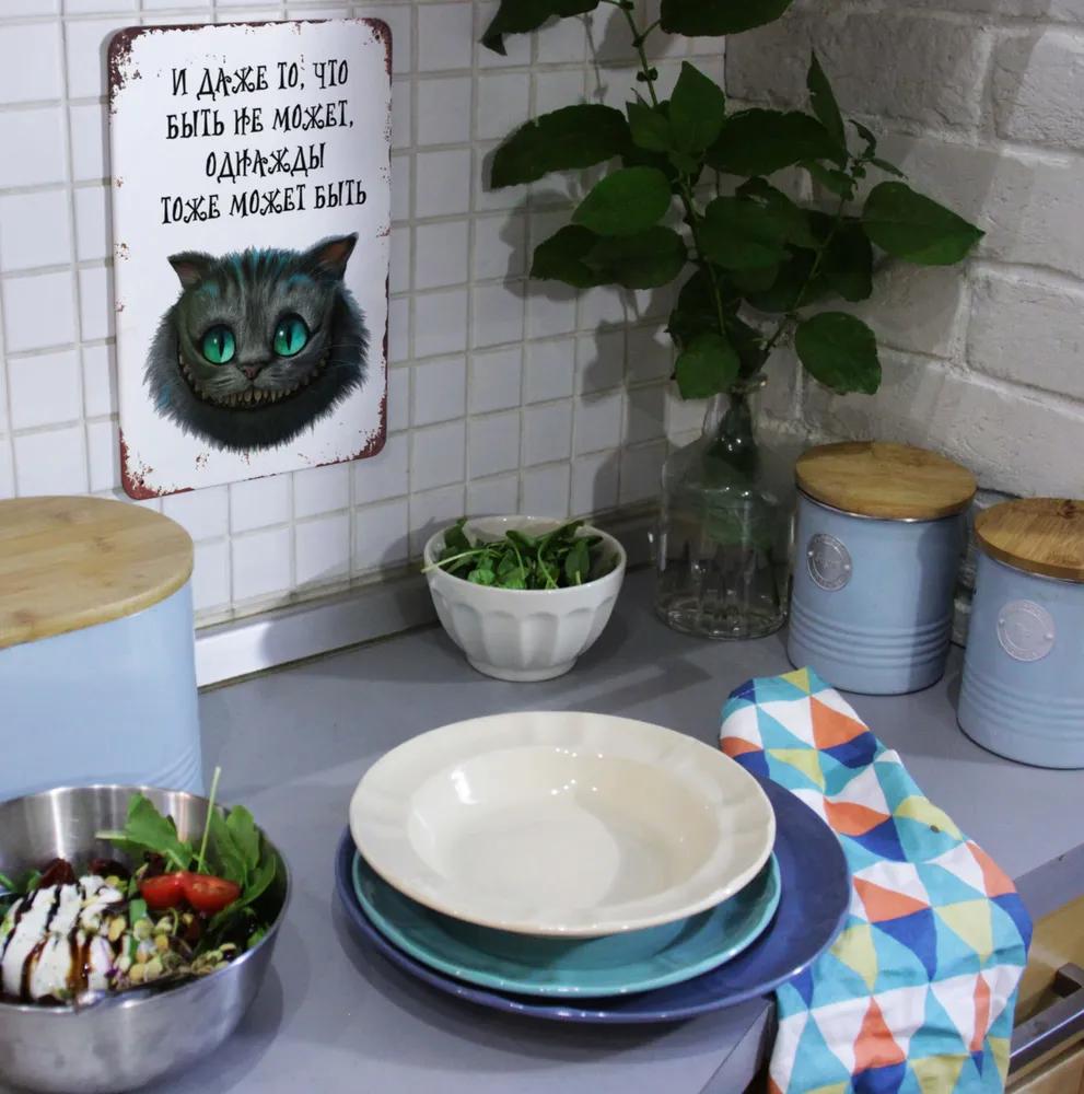 Cool Sign with Cheshire Cat, Metal, 20x30 Cm.