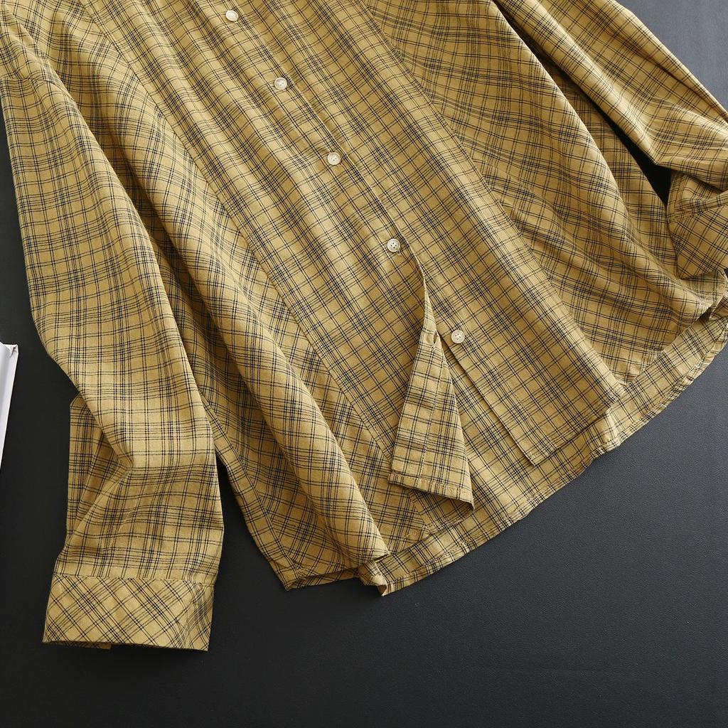Women's Plaid Cotton Long-Sleeve Top - Slimming & Age-Reducing, Spring/Autumn Collection 2026