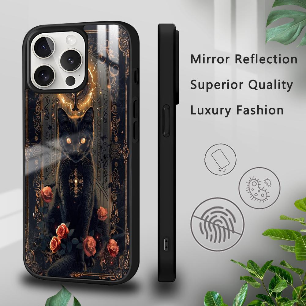 Tarot Mystery Totem Cat Phone Case For iPhone 16 15 14 13 12 11 Pro Xs Max Mini Plus Celulares Hard Funda