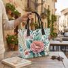  Floral Printed Canvas Tote Bag Fashion Casual Large Capacity Shoulder Handbag for Daily Use