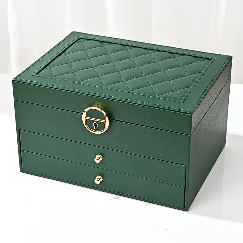 Three-Layer High-End Jewelry Storage Box with Drawers and Partitions