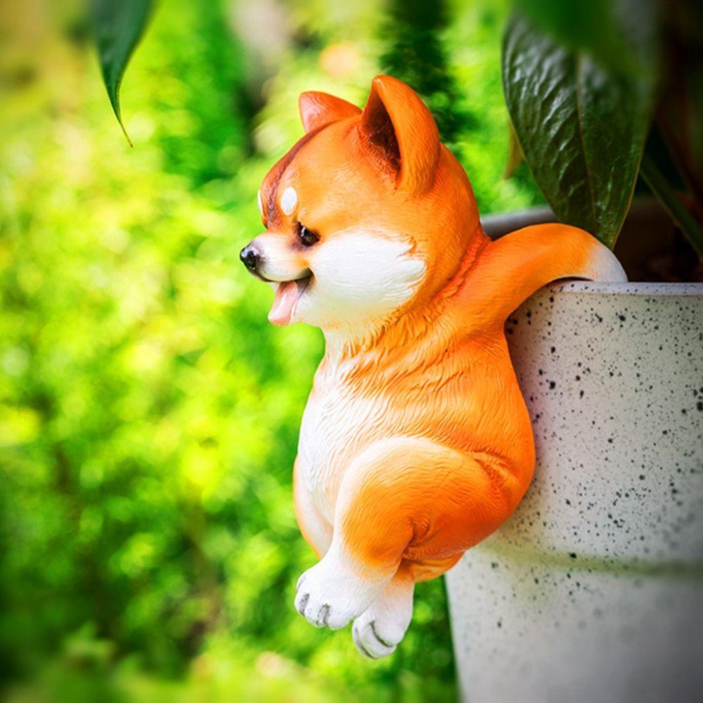 3D Dog Climbing Garden Statue Cute Fish Tank Figurine Garden Figurine  Garden