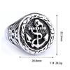 Personalized Trendy Men's Punk Ship Anchor Navy Style Skull Head Ring