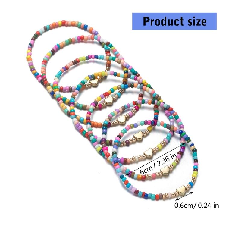 7 Adjustable Stretch Beaded Bracelets Trendy Elastic Jewelry Set For Women Gift