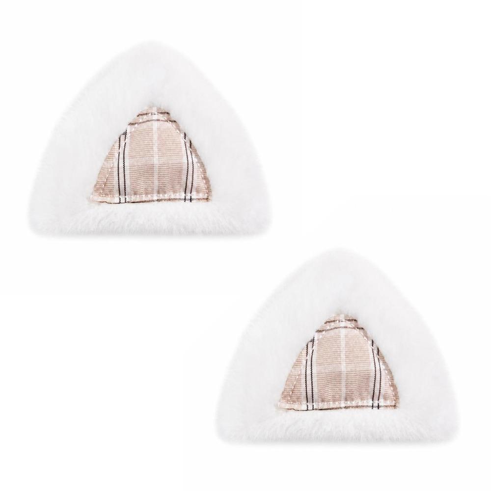 2PCS Fluffy Plush Cat Ears Soft Plush DIY Ear Appliques  for Hat Headband Garment Decoration