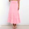 Women's Summer Bohemian Maxi Dress Elastic High Waist Pleated Ruffle Layered Culottes Casual Fashion Solid Color Flowy Skirt