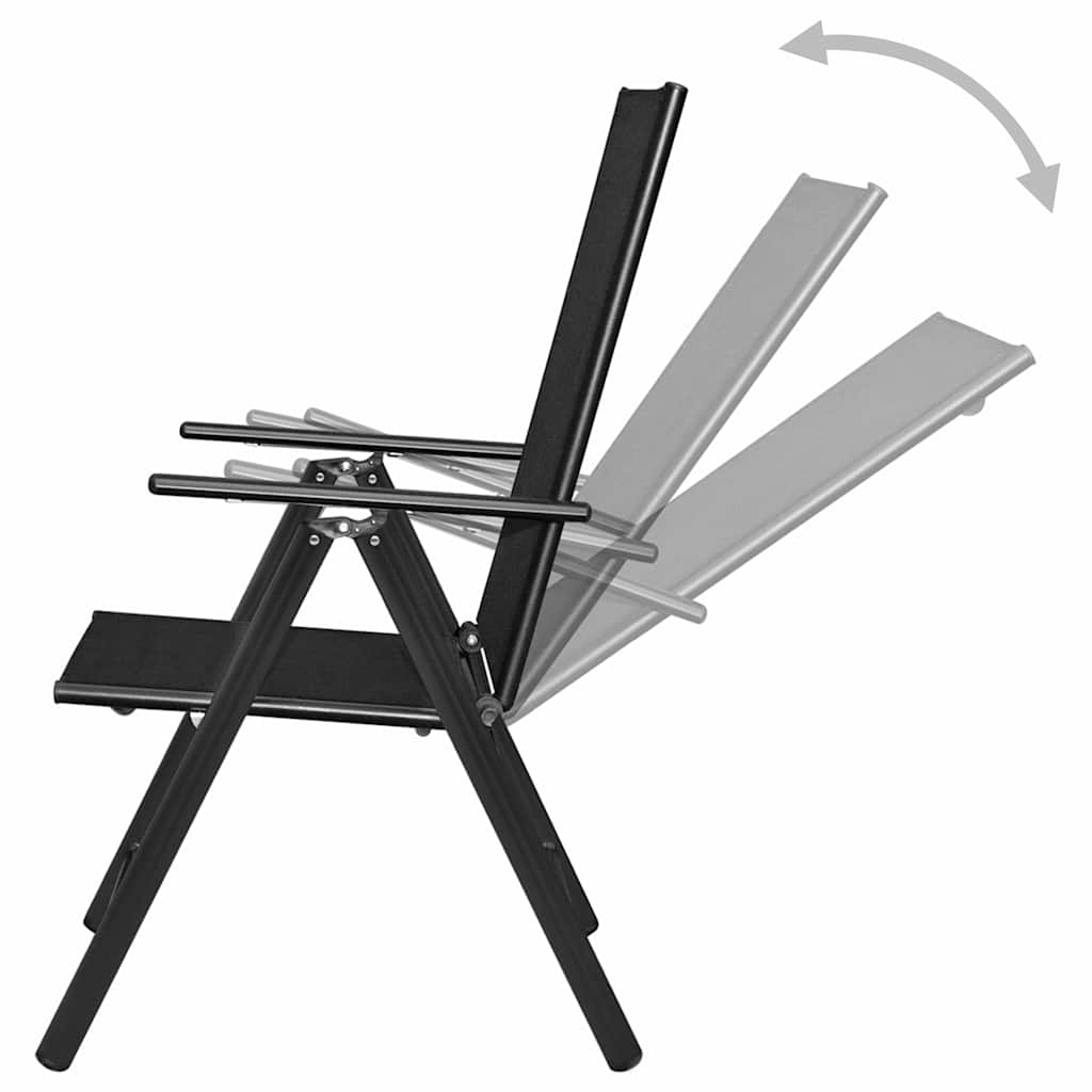 vidaXL Klappstühle, 2 Stück, Aluminium und Textilene, Schwarz