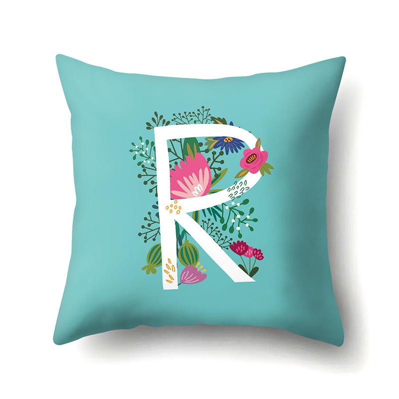 Polyester Pillowcase Flowers Fresh Home Decoration Print Pillowcase 26 English Letter Cushion Cover