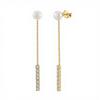 For GPE112 Trendy Women's Freshwater Pearl Drop Earrings with Tassel Chain 14K Gold Plated 925 Sterling Silver