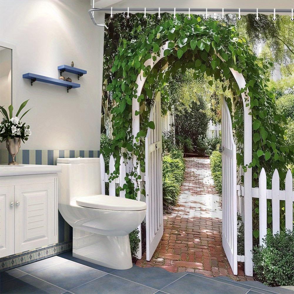 1 Stück Duschvorhang mit Aufdruck Gartenbogen mit Efeupfad, Wasserdicht Maschinenwaschbar Polyester für Dusche/Badewanne Badezimmerdekoration