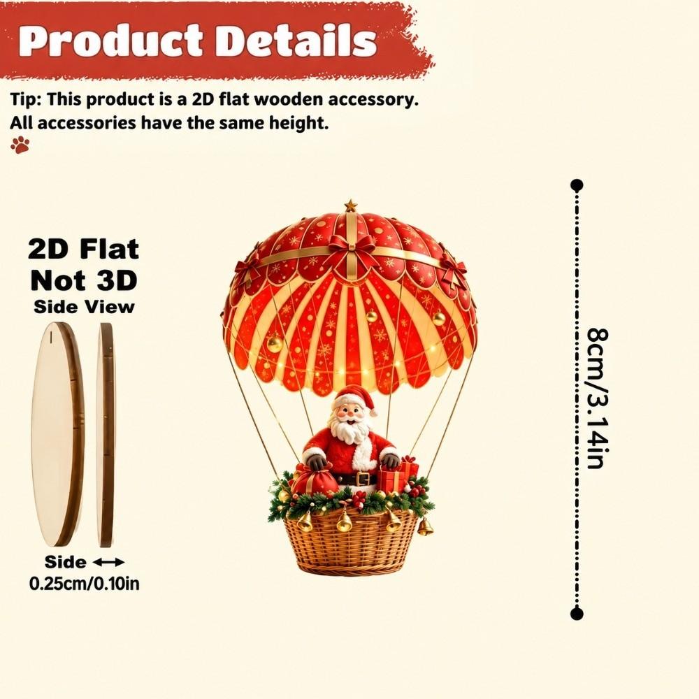 16PCS 2D Flat Christmas Tree Pendant Hot Air Balloon Xmas Hanging Ornament  Xmas Tree