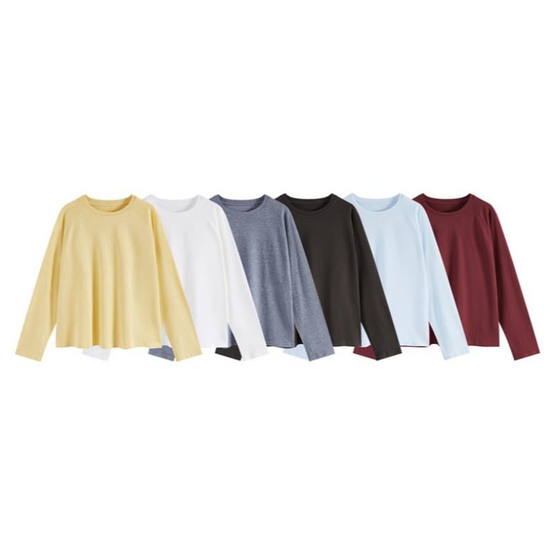 Unisex Classic Crew Neck Long Sleeve Tee Soft Cotton Casual Oversized Top Fall Outdoor Daily Wear