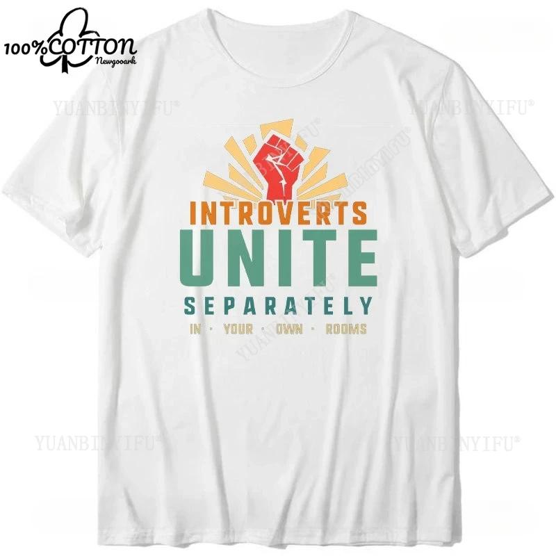 D Introverts Unite Seperately Printed Cotton Tshirt Introvert Fashion Unisex Tops Unisex Shirts Ropa Hombre Funny Tshirt